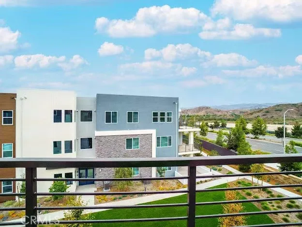 a view of building from a balcony