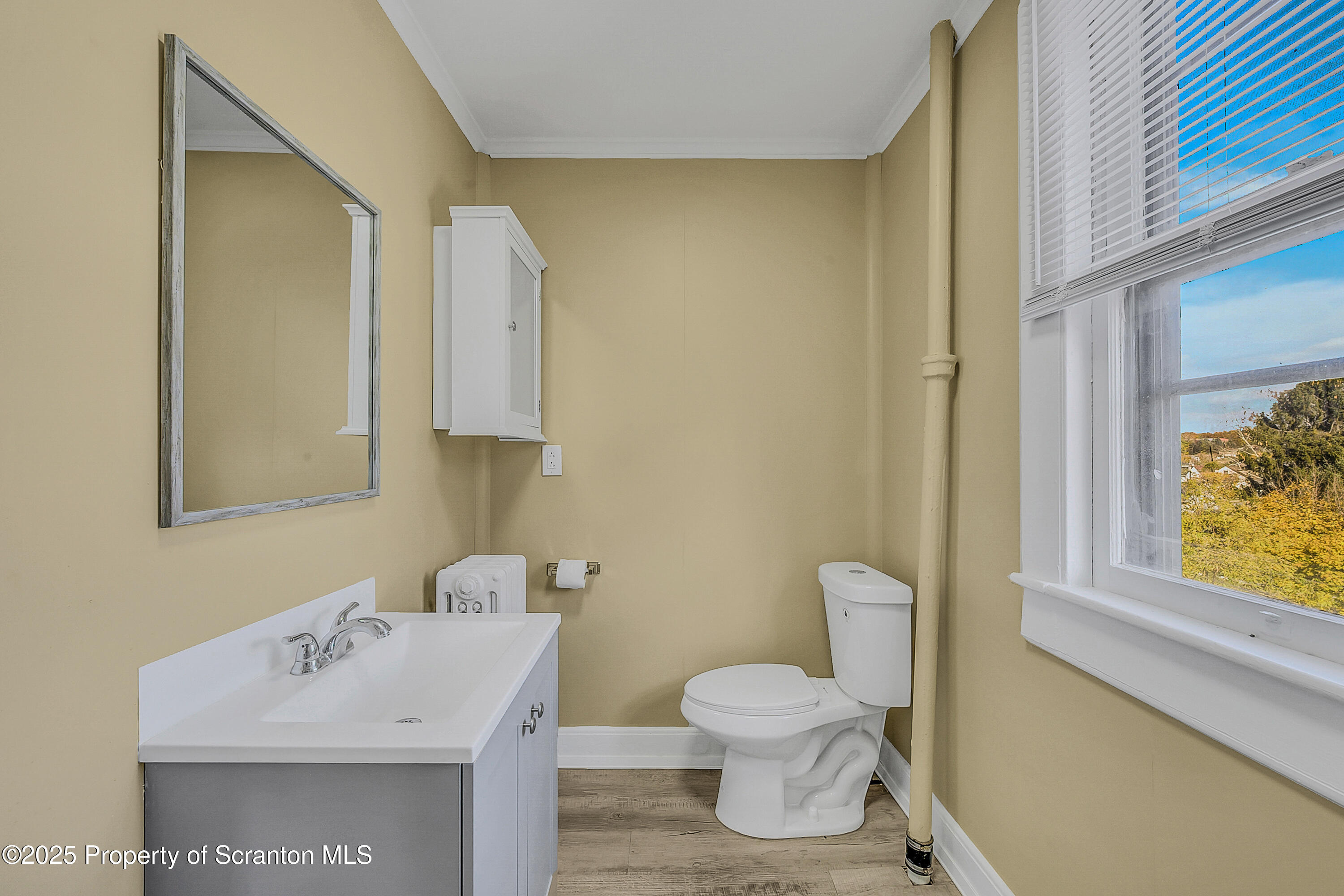 864 South Main Street, Unit 4 Old Forge, PA 18518 - Photo 13 of 17 a bathroom with a sink a toilet and mirror