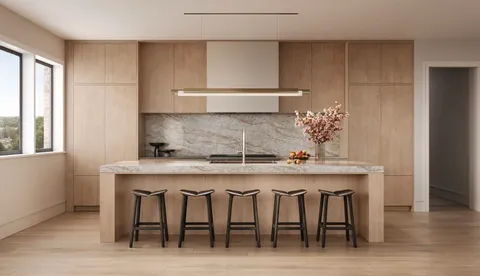 a kitchen with a table and chairs in it