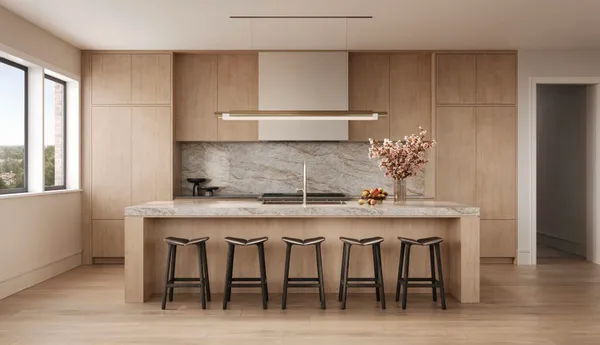 a kitchen with a table and chairs in it