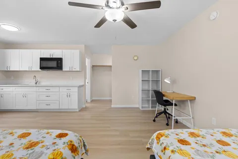 a view of an empty walk in closet