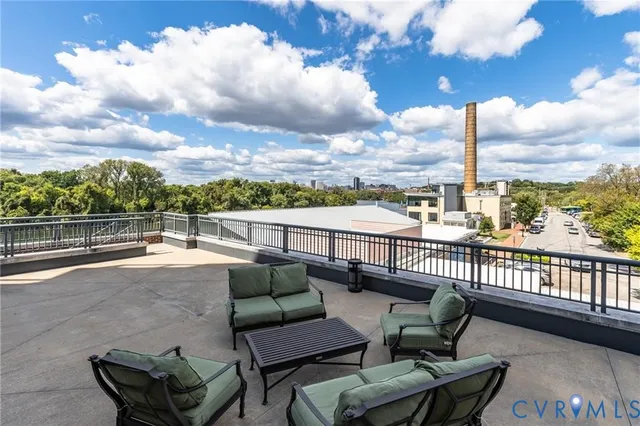 a view of a terrace with couches