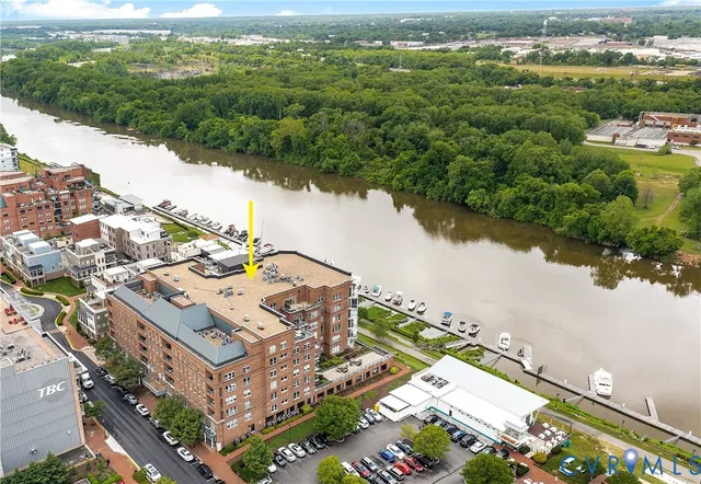 a view of a city with a lake