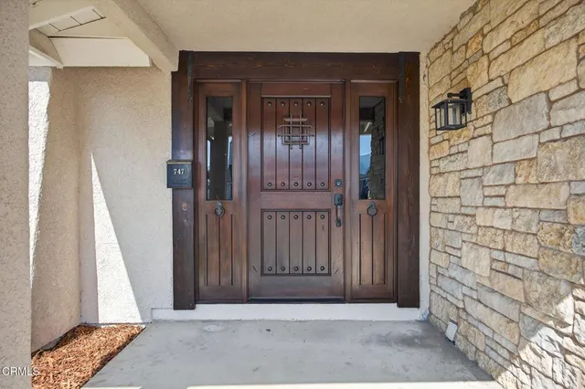 a view of wooden door
