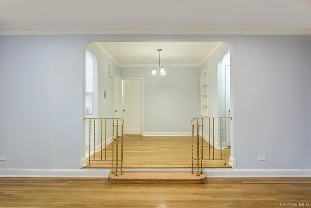 a view of dining room with wooden floor