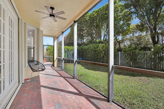 a balcony with furniture