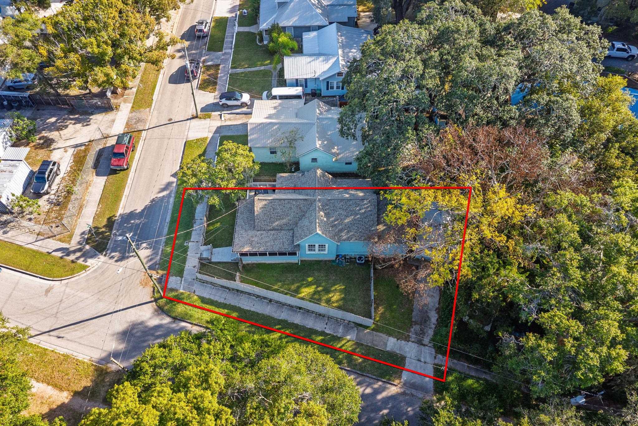2 Clark Street St. Augustine, FL 32084 - Photo 37 of 39 an aerial view of a house with a yard basket ball court and outdoor seating