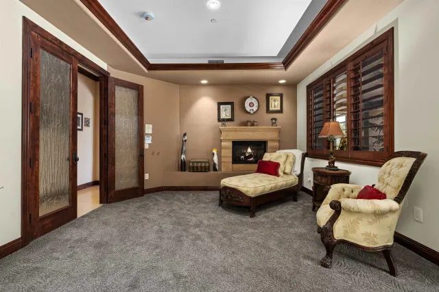 a view of a lake with a mountain in the background