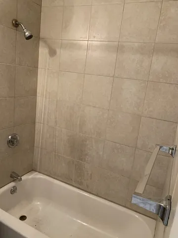 a bathroom with a bathtub