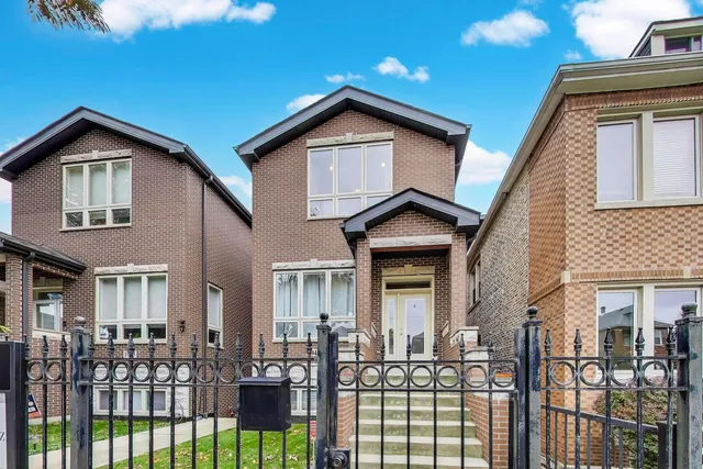 a front view of houses