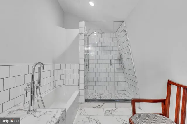 a bathroom with a bathtub