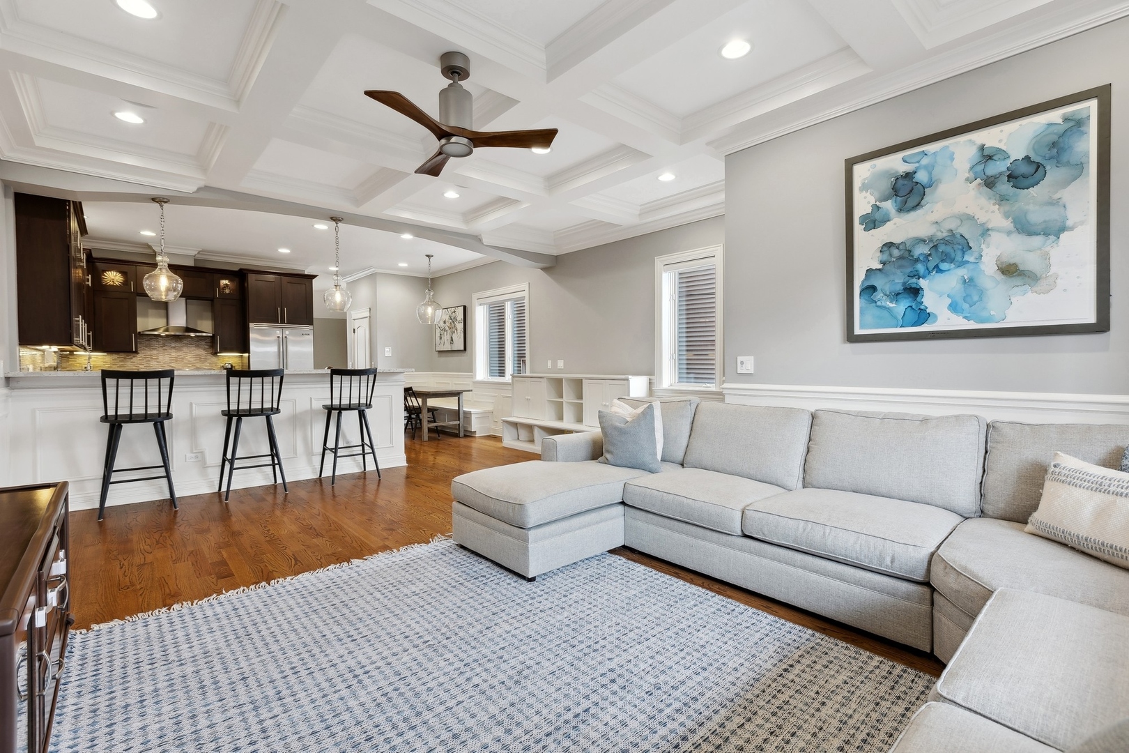 1520 West Diversey Parkway, Unit 1 Chicago, IL 60614 - Photo 13 of 31 a living room with furniture kitchen view and a large window