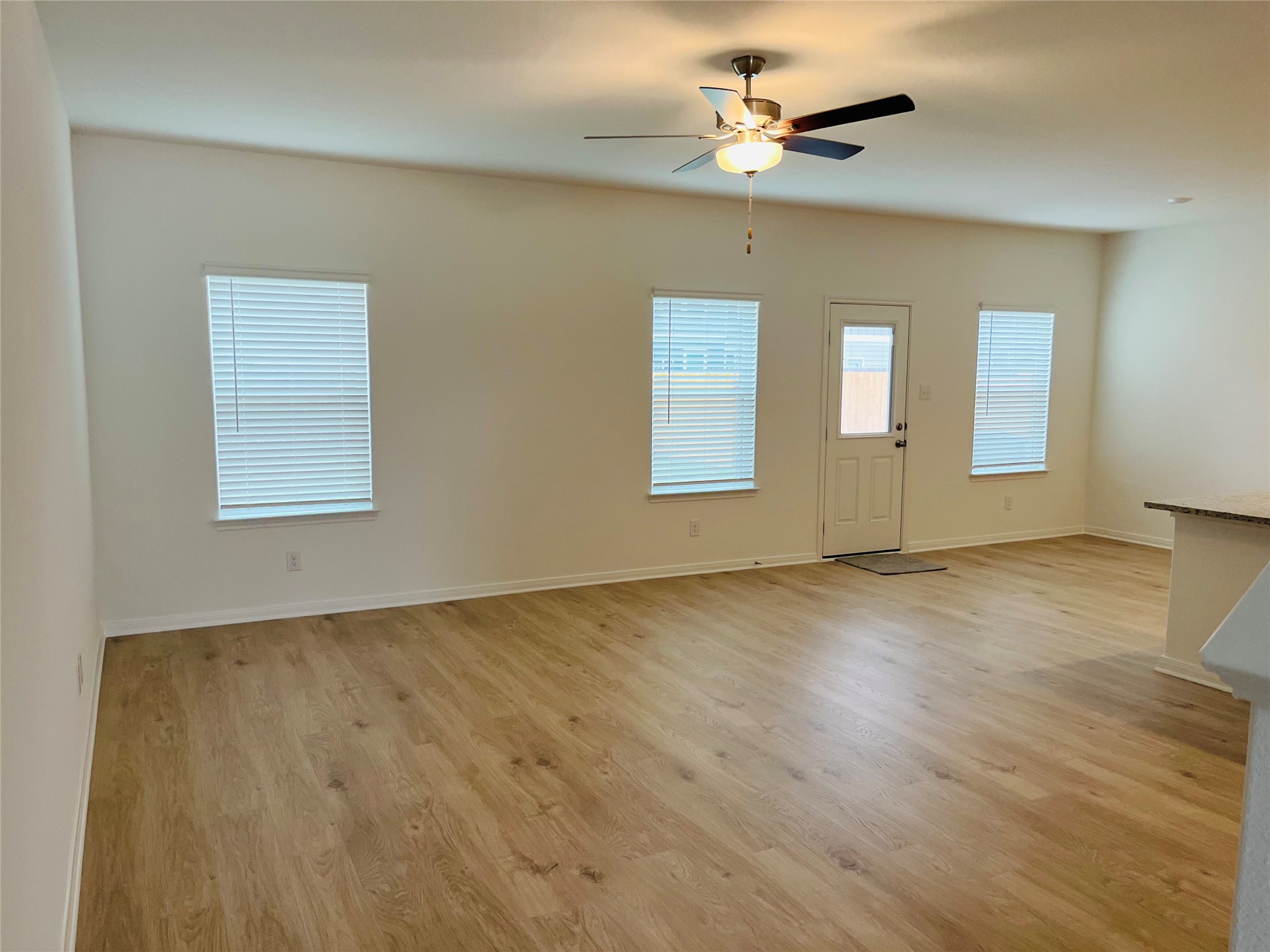 409 Silent Meadow Run Maxwell, TX 78656 - Photo 2 of 10 Entrance foyer featuring light wood-style flooring, ceiling fan, and healthy amount of natural light