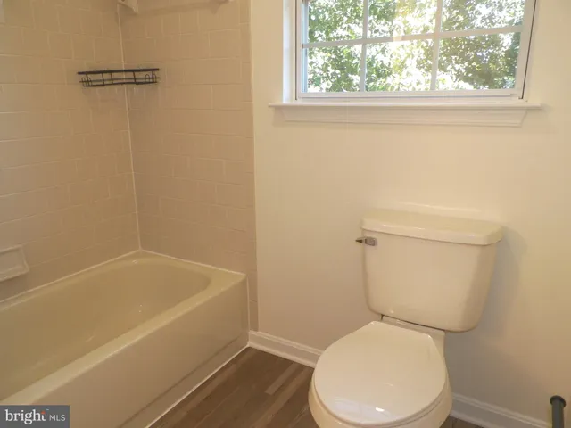 a white toilet sitting next to a bath tub