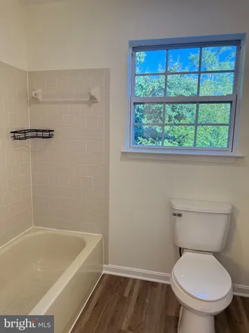 a white toilet sitting next to a bath tub