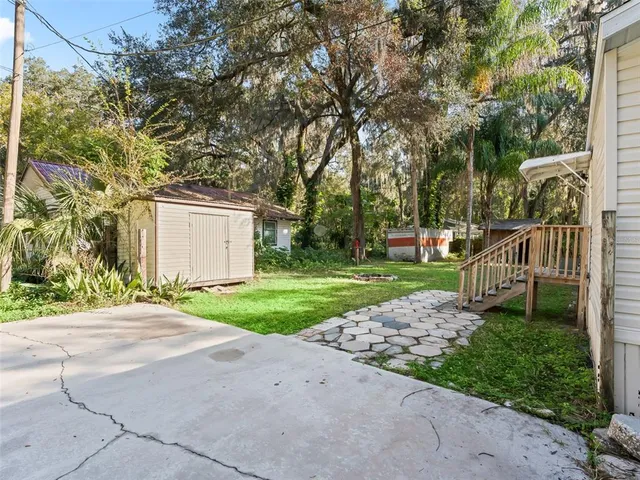 a view of a backyard with plants