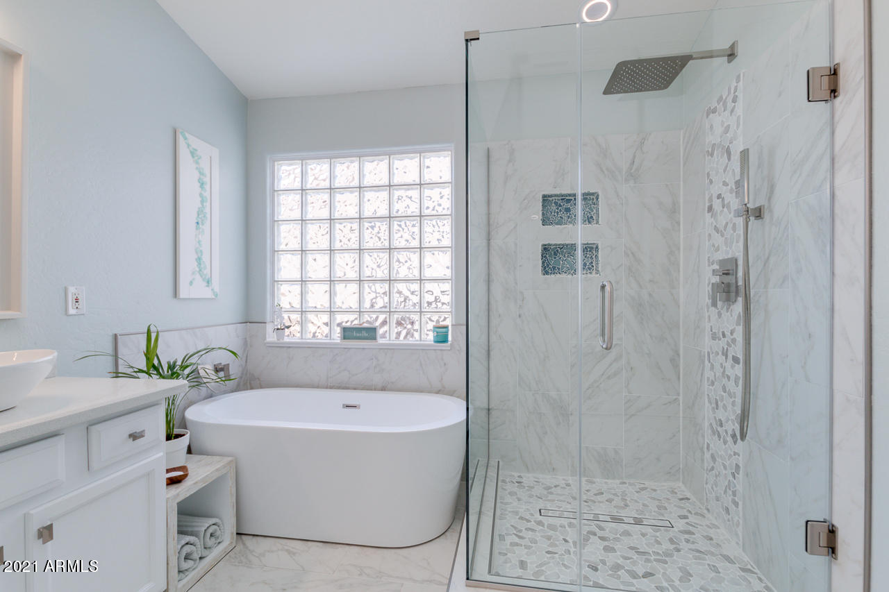 17541 West Rock Ledge Road Goodyear, AZ 85338 - Photo 22 of 62 Luxury soaker tub & updated shower