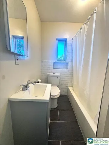 a bathroom with a sink a toilet and bathtub
