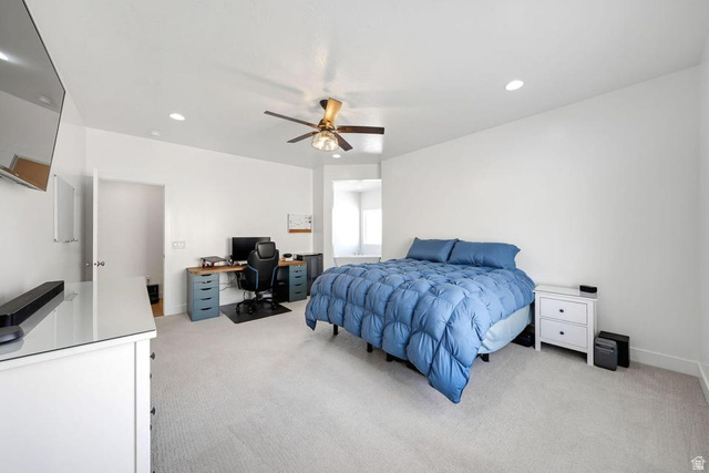 5963 Flattop Drive St. George, UT 84790 - Photo 19 of 45 Spacious room featuring light-colored carpeting, recessed lighting, and a ceiling fan