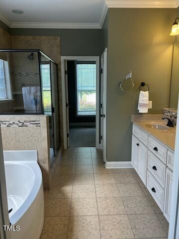337 Shadowdale Lane Rolesville, NC 27571 - Photo 21 of 74 a spacious bathroom with a granite countertop sink and a mirror