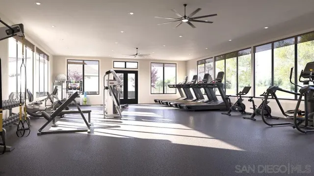 a view of a room with gym equipment