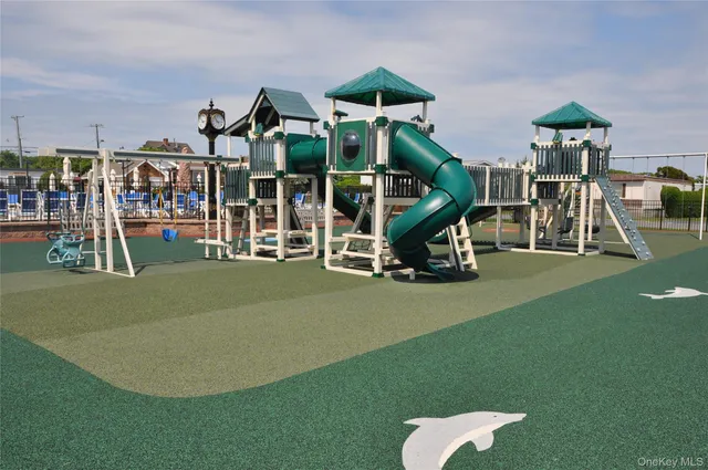 a view of a park with slide