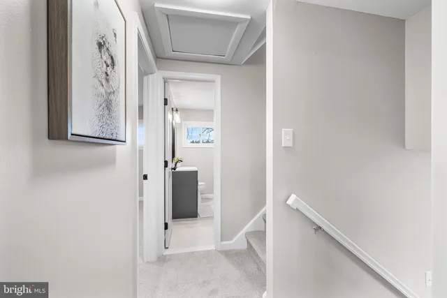 a view of a hallway with elevator