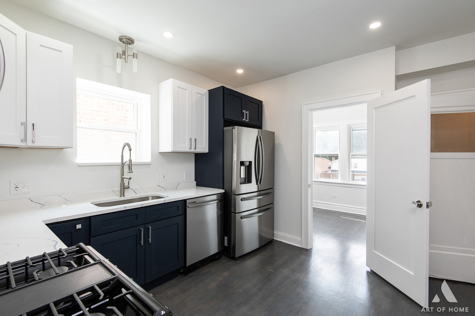 1820 Gunderson Avenue, Unit 3 Berwyn, IL 60402 - Photo 10 of 17 a kitchen with stainless steel appliances a refrigerator sink and microwave
