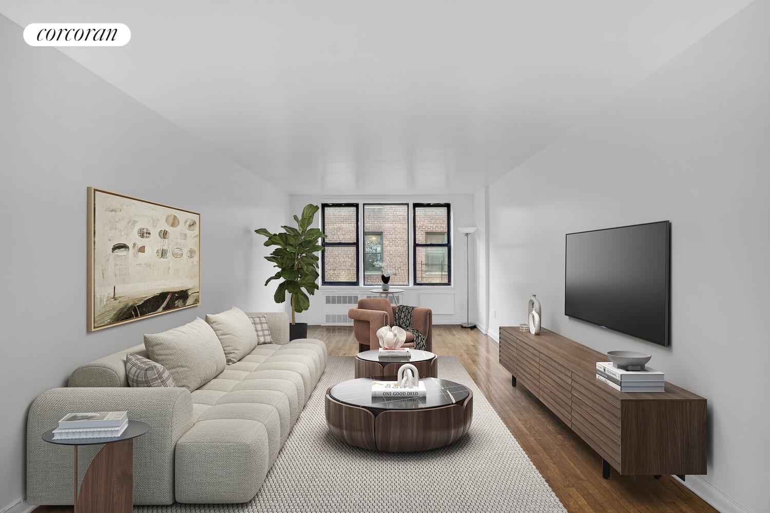 330 Lenox Road, Unit 6S Brooklyn, NY 11226 - Photo 6 of 14 a living room with furniture and a flat screen tv