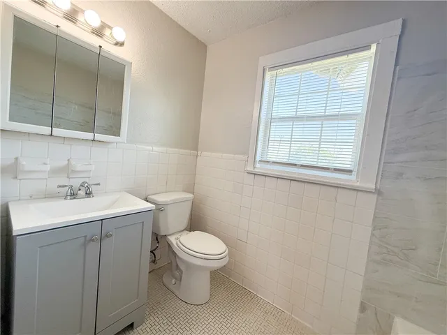 a bathroom with a bathtub