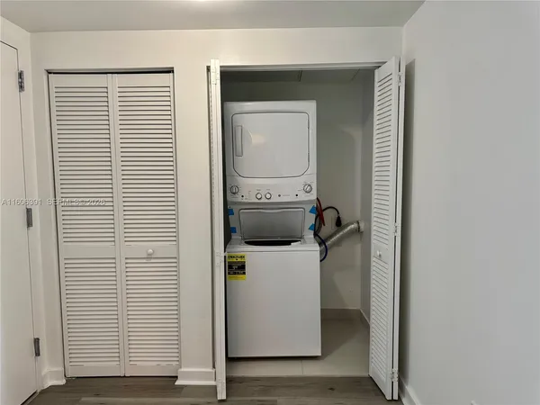 a utility room with a washer and dryer