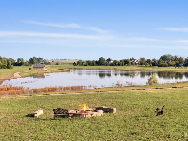 a view of a lake with houses