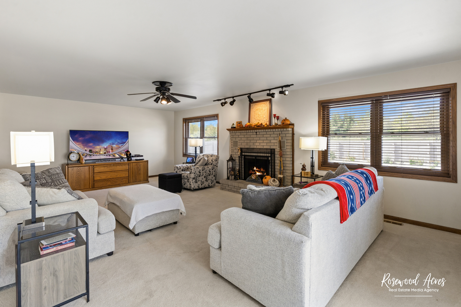 4196 North 2250W Road Bourbonnais, IL 60914 - Photo 12 of 61 a living room with furniture large window and a fireplace