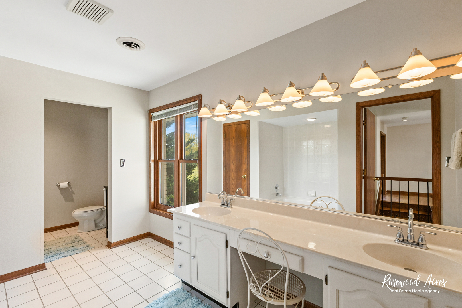 4196 North 2250W Road Bourbonnais, IL 60914 - Photo 40 of 61 a spacious bathroom with a granite countertop sink a toilet and a mirror