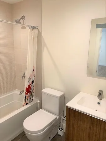 a white toilet sitting next to a bath tub