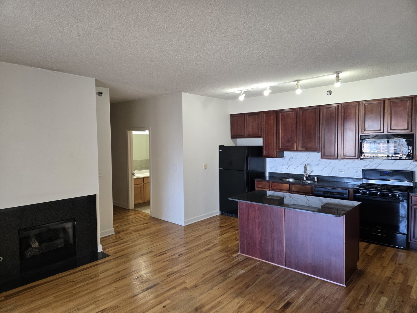 41 East 8th Street, Unit 1404 Chicago, IL 60605 - Photo 15 of 26 a kitchen with wooden cabinets and black appliances