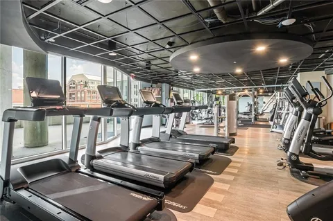 a view of a room with gym equipment