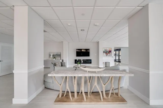 front view of a building with a yard