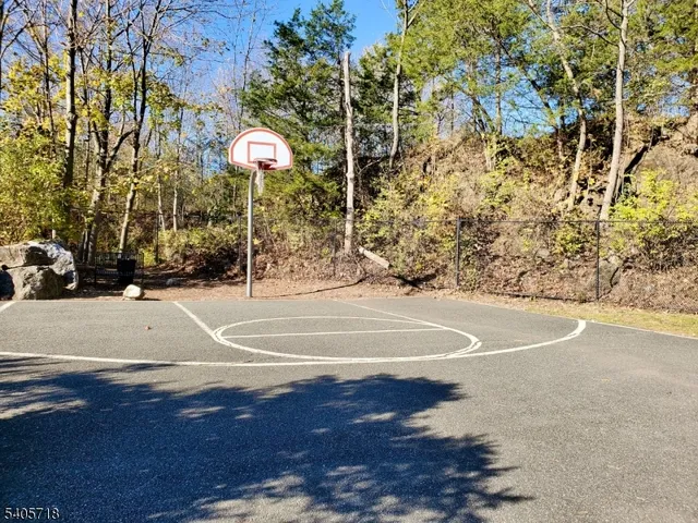 a view of a yard with a slide
