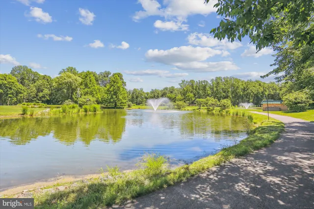 a view of a lake with a yard