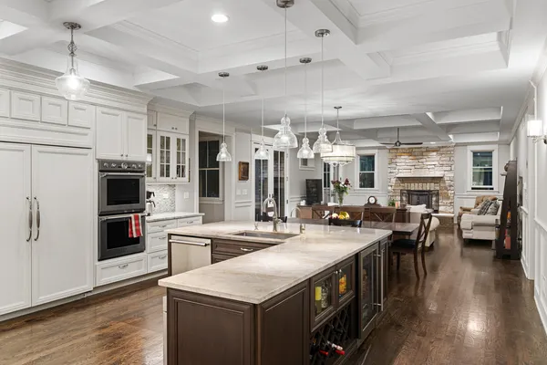 a kitchen with lots of counter top space
