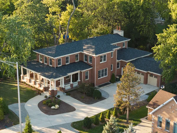 an aerial view of a house