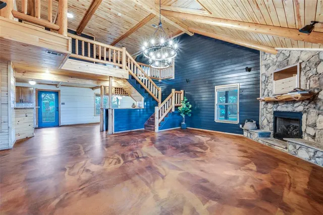 a view of a livingroom with a chandelier