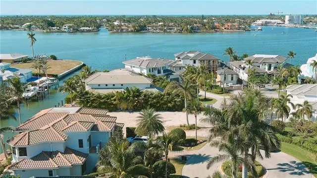 an aerial view of a house with outdoor space