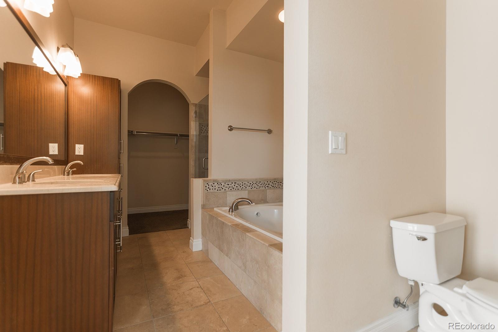 1120 Delaware Street, Unit 201 Denver, CO 80204 - Photo 11 of 25 a bathroom with a tub sink toilet and a mirror