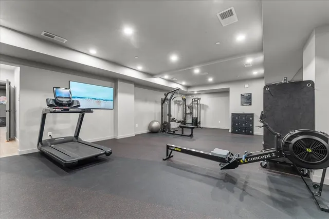 a view of a chairs and tables in patio