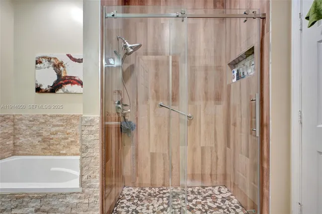 a bathroom with a shower