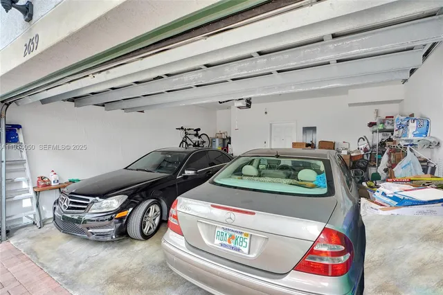 a car parked in a garage