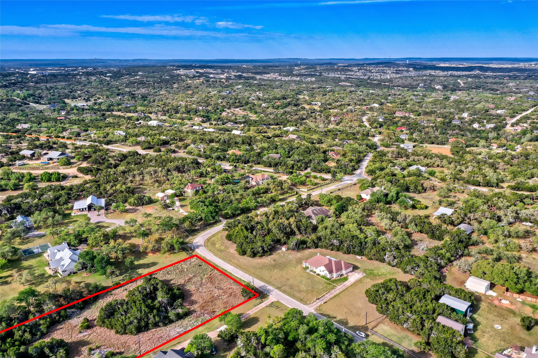 14034 Timberline Trail Austin, TX 78737 - Photo 6 of 17 Aerial overview of property's location with property boundaries highlighted