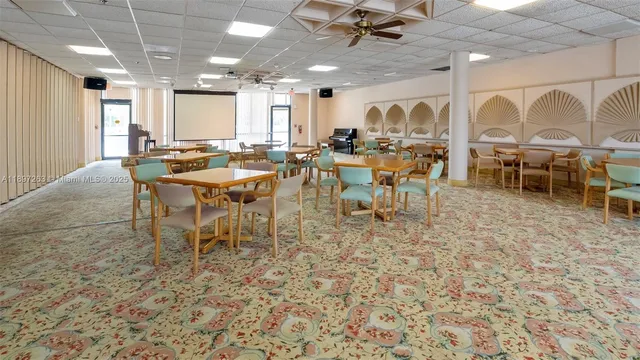 an outdoor space with furniture